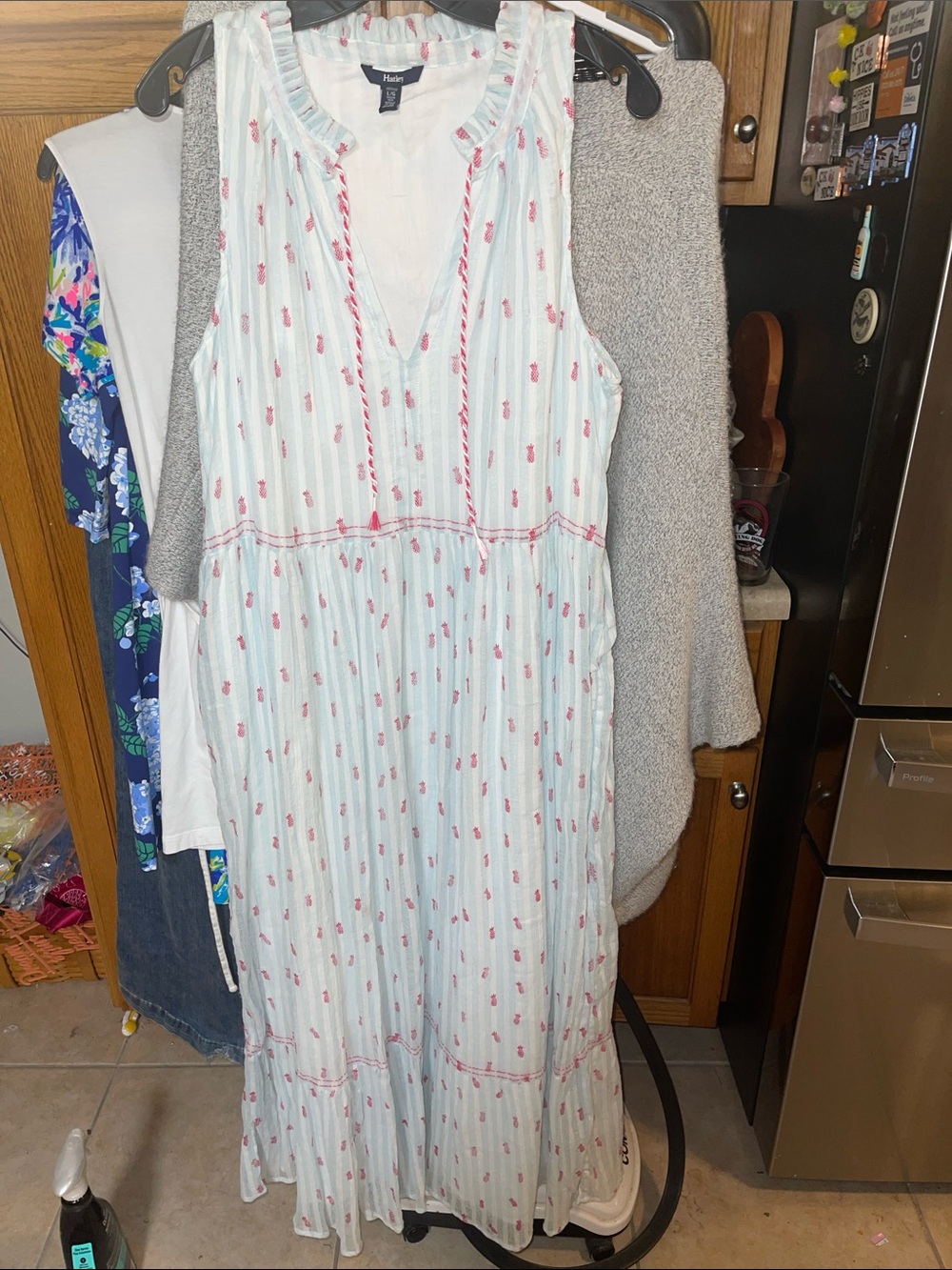 Hatley Women's Organic Cotton Striped Pineapple Maxi Dress - Large